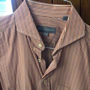 Hickey Freeman red striped spread collar shirt